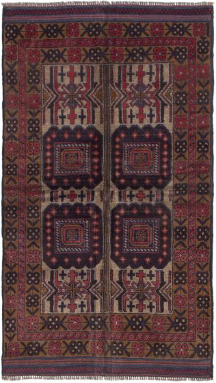 Bordered  Tribal Brown Area rug 3x5 Afghan Hand-knotted 285354