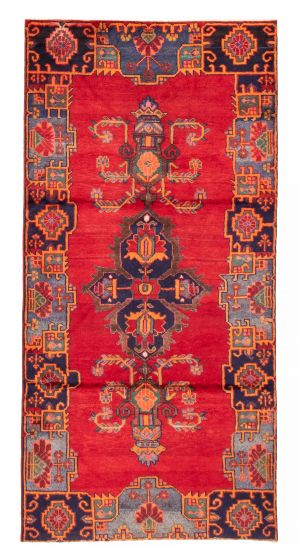 Bordered  Traditional Red Area rug Unique Turkish Hand-knotted 381534
