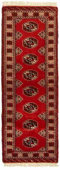 Bordered  Tribal Brown Runner rug 6-ft-runner Turkmenistan Hand-knotted 332298