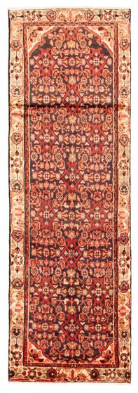 Bordered  Tribal Black Runner rug 9-ft-runner Persian Hand-knotted 352365