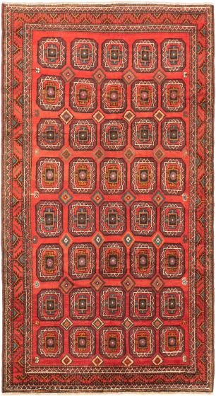 Bordered  Tribal Red Area rug Unique Turkish Hand-knotted 320525