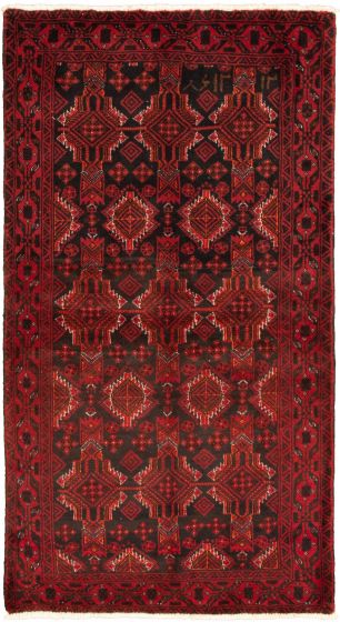 Bordered  Tribal Red Area rug 3x5 Afghan Hand-knotted 320937