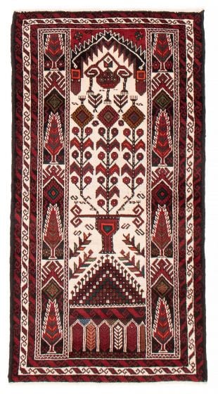 Bordered  Tribal Ivory Area rug 3x5 Afghan Hand-knotted 384800