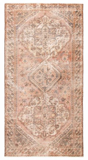 Vintage Brown Area rug Unique Turkish Hand-knotted 391033