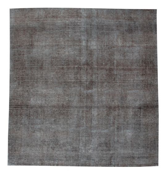 Overdyed  Transitional Black Area rug Square Turkish Hand-knotted 374151