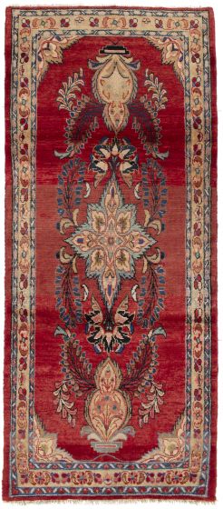 Bordered  Traditional Red Runner rug 9-ft-runner Persian Hand-knotted 302065