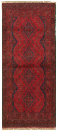 Bordered  Tribal Red Runner rug 6-ft-runner Afghan Hand-knotted 329628