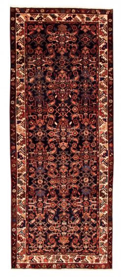 Bordered  Tribal Blue Runner rug 10-ft-runner Persian Hand-knotted 352498