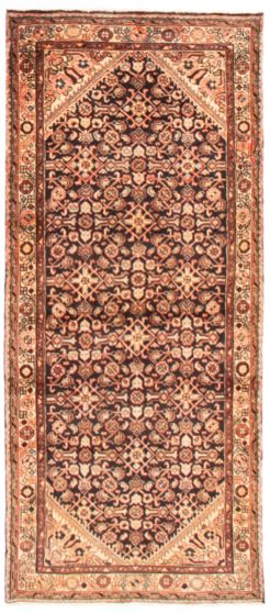 Bordered  Traditional Black Runner rug 8-ft-runner Persian Hand-knotted 365110