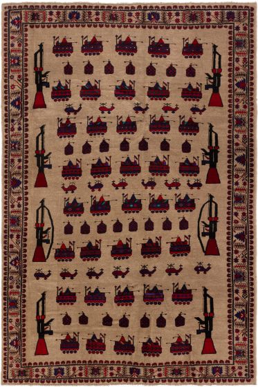 Bordered  Tribal Brown Area rug 5x8 Afghan Hand-knotted 280226