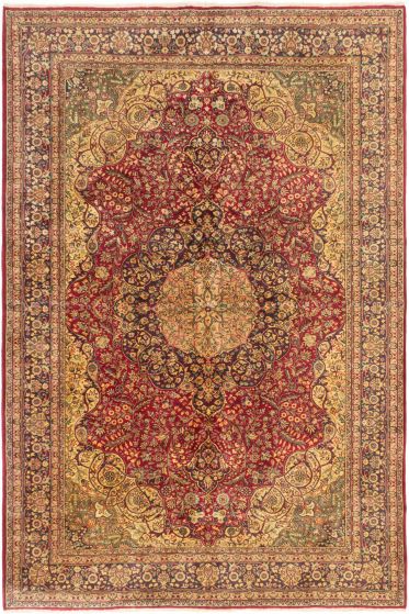 Bordered  Traditional Red Area rug 6x9 Turkish Hand-knotted 280979
