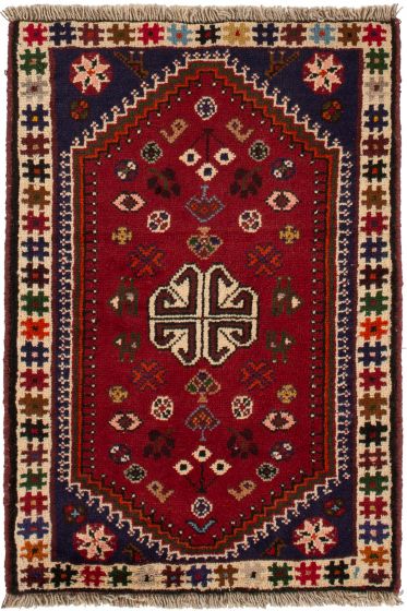 Bordered  Persian Red Area rug 2x3 Persian Hand-knotted 300710