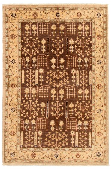 Bordered  Traditional Brown Area rug 5x8 Afghan Hand-knotted 331527