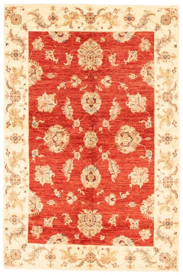 Bordered  Traditional Red Area rug 5x8 Afghan Hand-knotted 346671