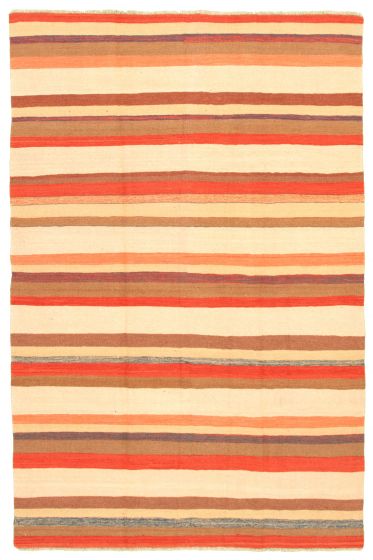 Flat-weaves & Kilims  Transitional Ivory Area rug 6x9 Indian Flat-Weave 346946