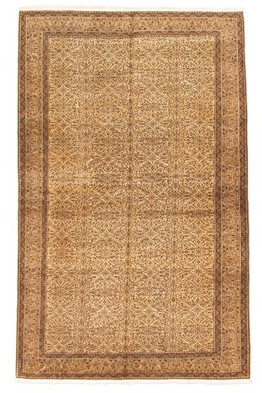 Bordered  Traditional Ivory Area rug 6x9 Turkish Hand-knotted 347590