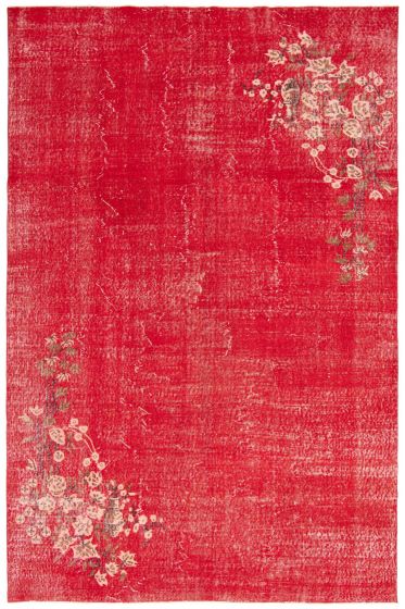 Overdyed  Transitional Red Area rug Unique Turkish Hand-knotted 361939