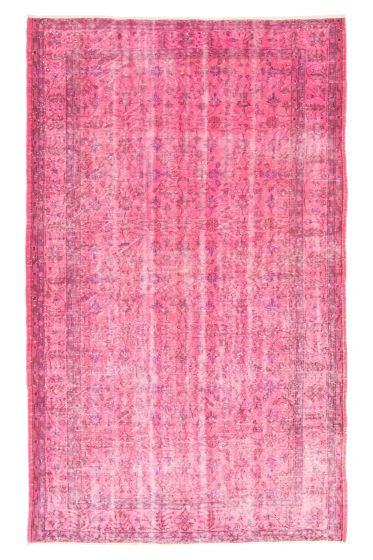 Bordered  Transitional Pink Area rug 6x9 Turkish Hand-knotted 363411