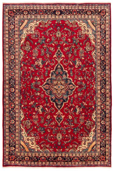 Bordered  Traditional Red Area rug 8x10 Persian Hand-knotted 364566