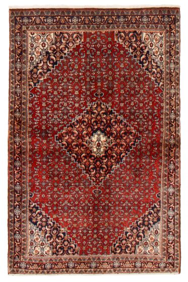 Bordered  Traditional Red Area rug 4x6 Persian Hand-knotted 366443