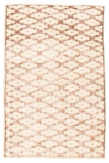 Transitional  Vintage Ivory Area rug 3x5 Turkish Hand-knotted 367655