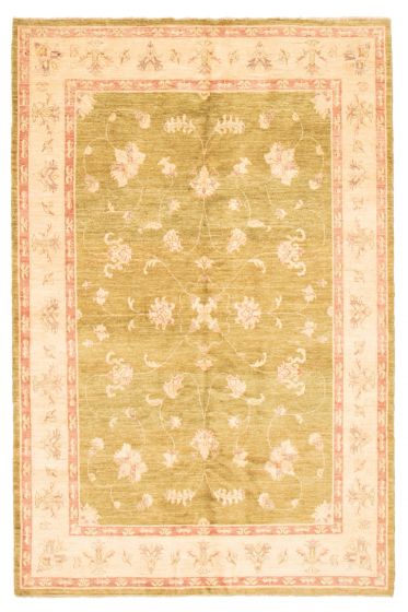 Traditional Green Area rug 6x9 Afghan Hand-knotted 369349