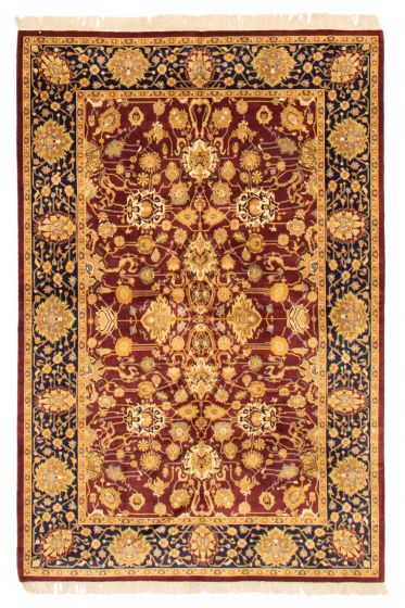 Bordered  Traditional Red Area rug 5x8 Pakistani Hand-knotted 369360