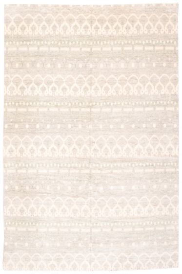 Transitional Grey Area rug Unique Indian Hand-knotted 373876