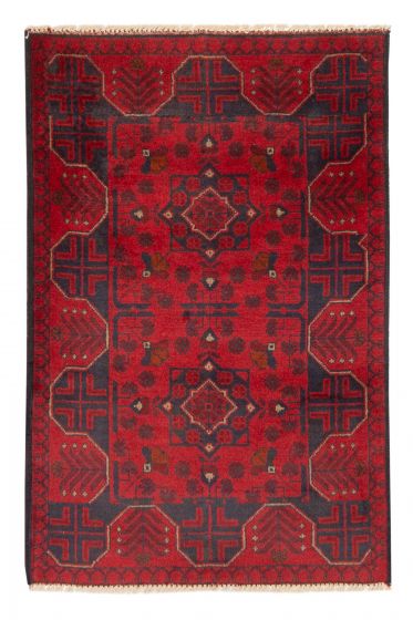 Bordered  Traditional Red Area rug 3x5 Afghan Hand-knotted 376910