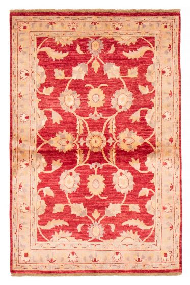 Bordered  Traditional Red Area rug 3x5 Pakistani Hand-knotted 379575