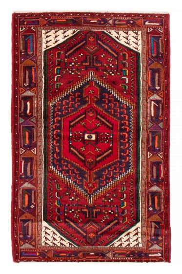 Bordered  Traditional Red Area rug 4x6 Turkish Hand-knotted 380415