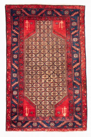 Bordered  Traditional Brown Area rug 3x5 Persian Hand-knotted 385148