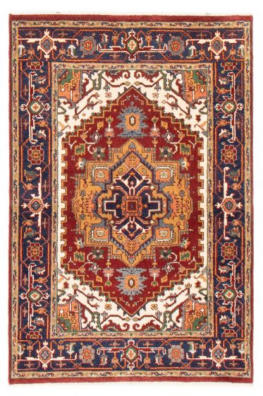 Bordered  Traditional Red Area rug 3x5 Indian Hand-knotted 386976