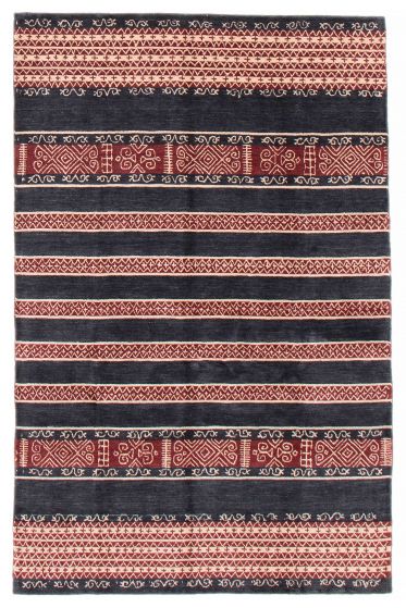 Gabbeh  Tribal Blue Area rug 5x8 Indian Hand Loomed 387370