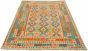 Bordered  Geometric Ivory Area rug Unique Turkish Flat-weave 329264