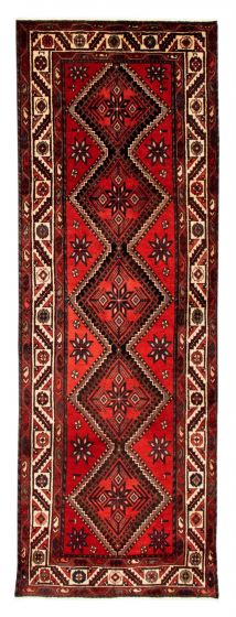 Bordered  Traditional Red Runner rug 11-ft-runner Persian Hand-knotted 352518