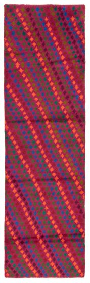 Bohemian  Tribal Pink Runner rug 10-ft-runner Afghan Hand-knotted 353888