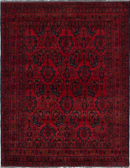 Traditional  Tribal Red Area rug 4x6 Afghan Hand-knotted 236179