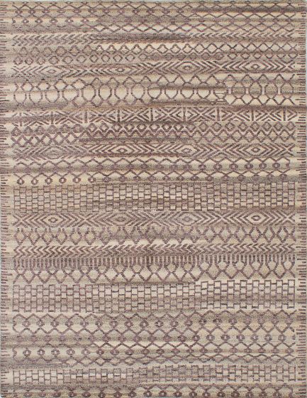 Transitional Ivory Area rug 6x9 Indian Hand-knotted 239846