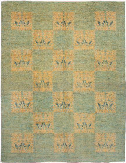 Casual  Transitional Blue Area rug 9x12 Afghan Hand-knotted 272872