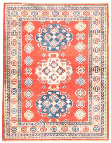 Bordered  Traditional Red Area rug 4x6 Afghan Hand-knotted 328924