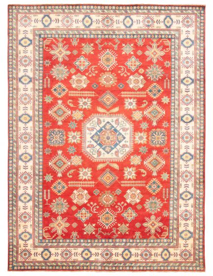 Bordered  Traditional Red Area rug 9x12 Afghan Hand-knotted 363548