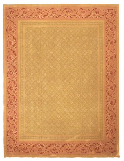 Traditional Green Area rug 9x12 Chinese Needlepoint 369368