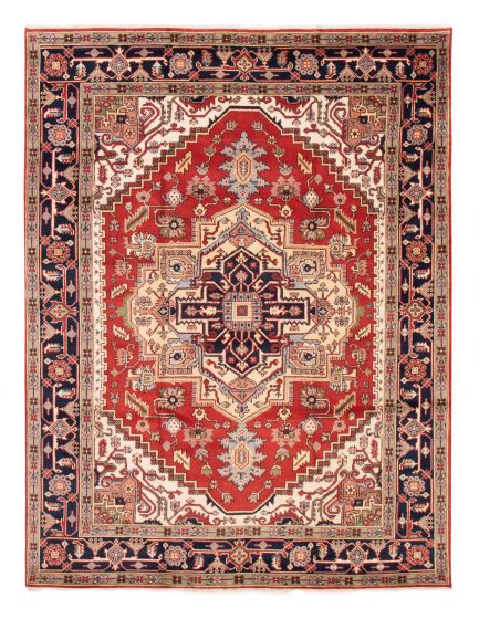 Bordered  Traditional Red Area rug 9x12 Indian Hand-knotted 377608