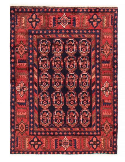 Bordered  Tribal Blue Area rug 3x5 Turkish Hand-knotted 385850