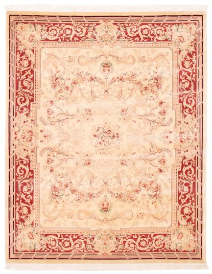 Floral  Traditional Ivory Area rug 6x9 Chinese Hand-knotted 387924