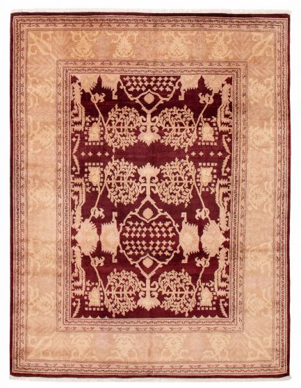 Bordered  Traditional Red Area rug 6x9 Pakistani Hand-knotted 391644