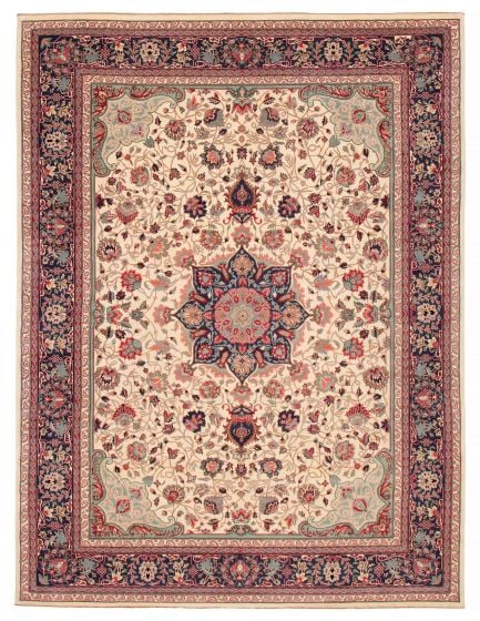 Floral  Traditional Ivory Area rug 9x12 Pakistani Hand-knotted 392224