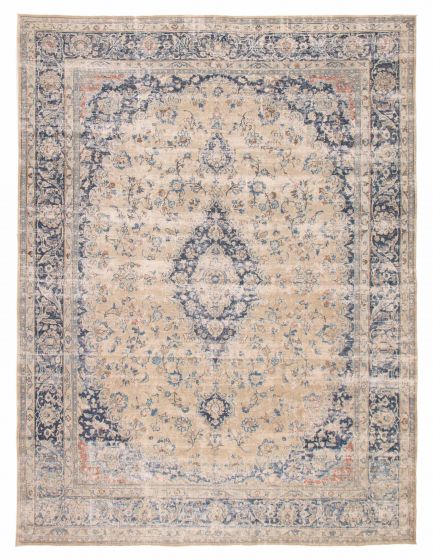 Traditional  Vintage/Distressed Yellow Area rug 9x12 Turkish Hand-knotted 392544