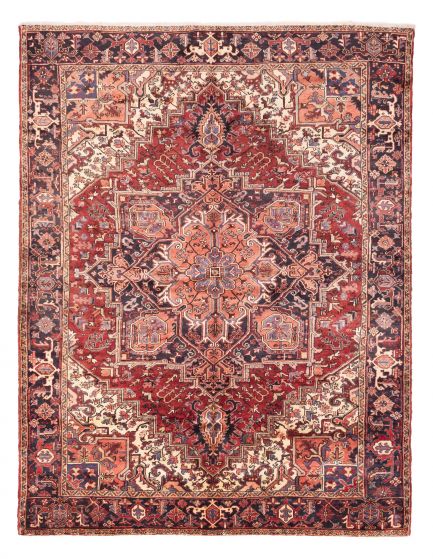 Geometric Traditional Red Rectangle 9x12 Turkish Hand-knotted 425698